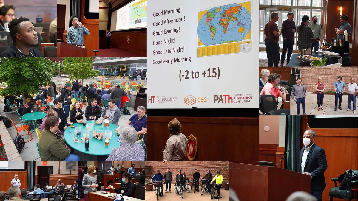 Collage of photos from HTCondor Week 2022